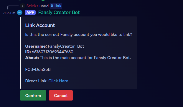 Linking Fansly Account
