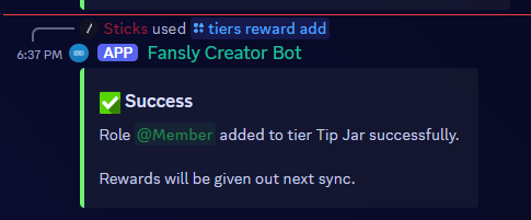 Add Tier Reward Success